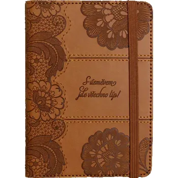 Zápisník, S TEXTEM, HNĚDÝ, 10,5x14,5 cm, 1 kus