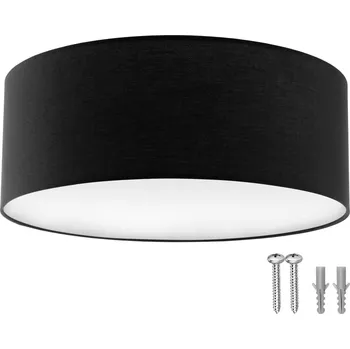 Žárovka TecTake Stropní svítidlo Circum, textilní stínidlo v lněném vzhledu, černé
