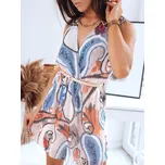 Smetanové letní šaty s modrým etnickým motivem EY1598 Velikost: 36