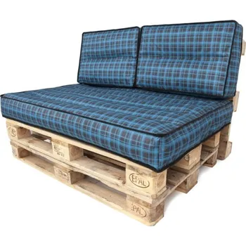 Polštář Polštáře na palety TOMEK 1+2 modré, kárované