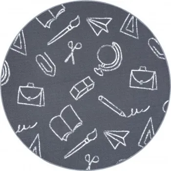 Koberec Dětský koberec SCHOOL kruh šedý