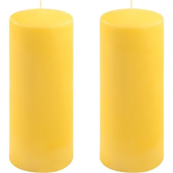 Svíčka Sada sloupových svíček, 25 cm, Ø 10 cm, žluté, 2 ks