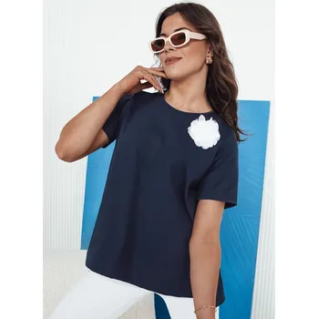 Tmavě modré tričko s květinovou aplikací BINDA RY2485 Velikost: ONE SIZE