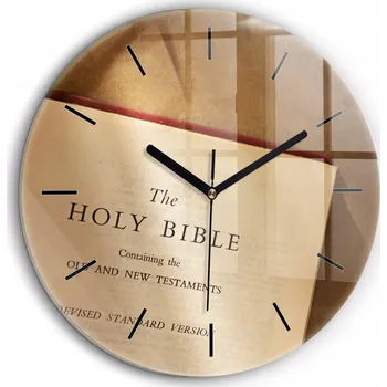 Hodiny Nástěnné hodiny Retro Loft do obýváku předsíně Bible Písmo Svaté průměr 60 cm