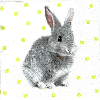 Papírový ubrousek UBR73, Ubrousek, 16x16 cm, ŠEDÝ ZAJÍČEK, 1 kus