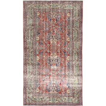 Koberec Ručně tkaný vlněný koberec Vintage 10267 rám / květy, červený / zelený