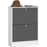 2 křídlový botník 60 cm, bílý / šedý