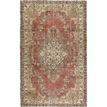 Koberec Ručně tkaný vlněný koberec Vintage 10175 rám / ornament, béžový / červený