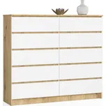 Komoda K140 10SZ CLP dub artisan / bílá