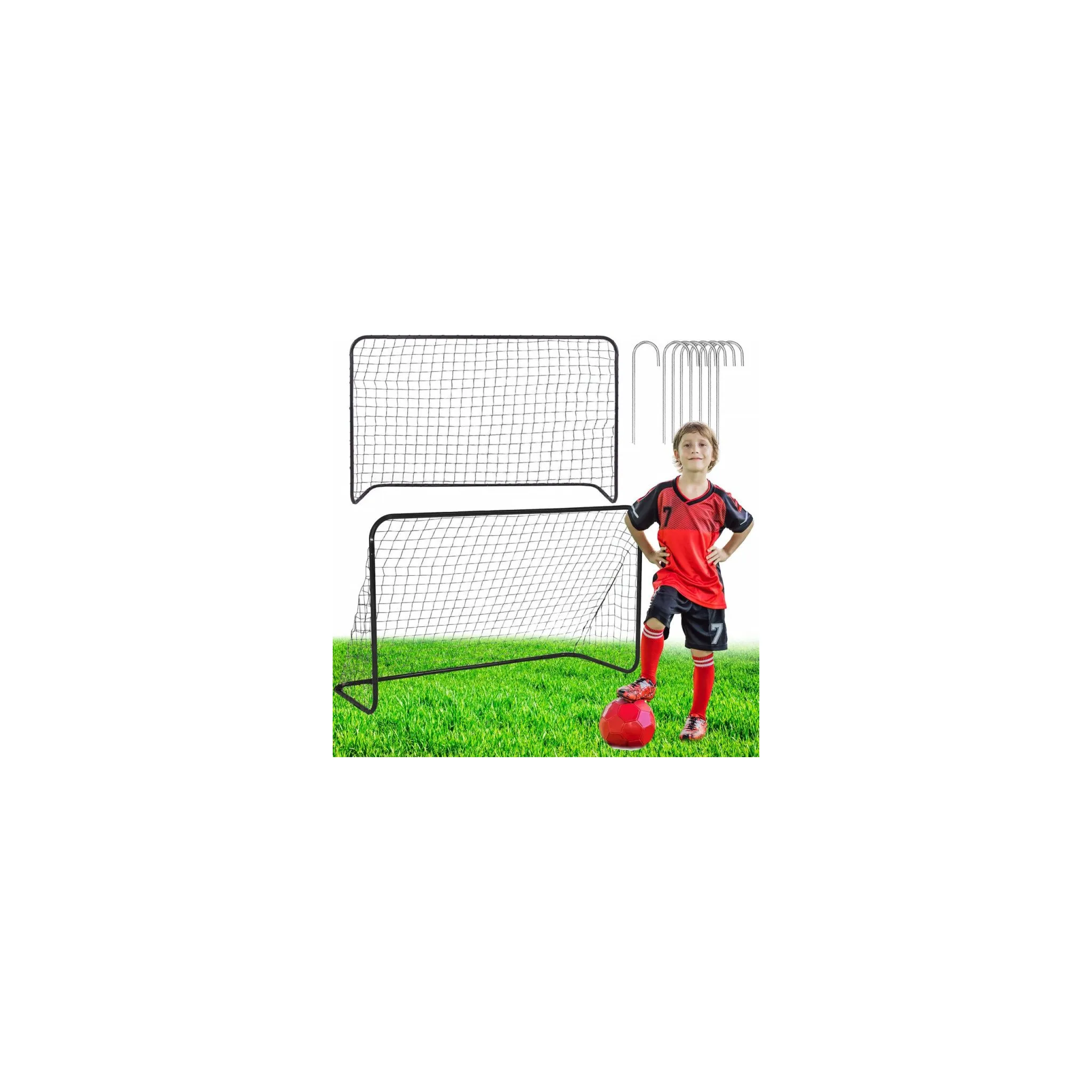 Fotografie 2 - Fotbalová branka Springos SG0015 branka na fotbal černá 2 ks 183 x 122 x 61 cm