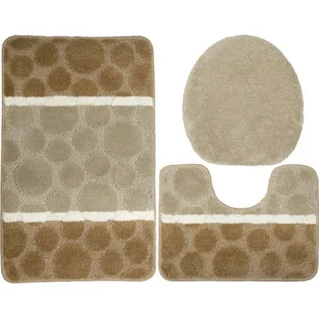 Koberec Sada koupelnových koberečků SIENA béžová, tečky / pruhy