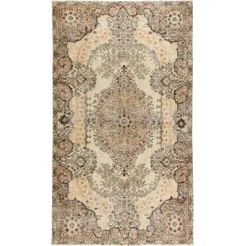 Koberec Ručně tkaný vlněný koberec Vintage 10003 ornament / květy, béžový / zelený