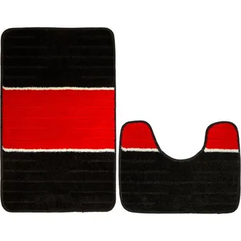 Koberec Sada koupelnových koberečků COMO červená / černá, pruhy