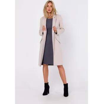 Dámský kabát MOE dámský kabát béžový klasický bez kapuce velikost XL
