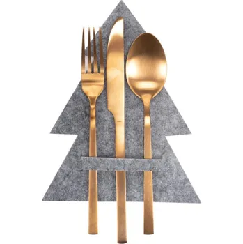 Vánoční ozdoba Vánoční obal na příbory KF370-4 stromek, šedý (4 ks)