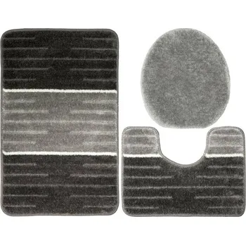 Koberec Sada koupelnových koberečků COMO šedá / krémová, pruhy