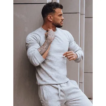 Pánská mikina Světle šedá pánská mikina bez kapuce BX3354z Velikost: 2XL