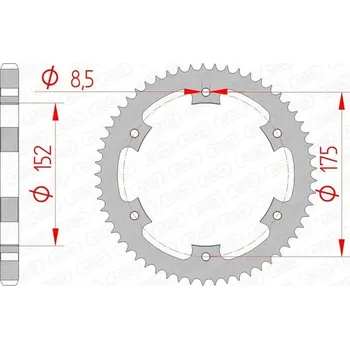 Nářadí na motocykly Ocelová zadní rozeta Afam 12207 55 zubů, rozměr 428