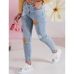 Modré dámské slim fit džíny s květinovým potiskem FLORENSSO UY2467 Velikost: M