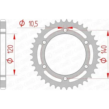 Nářadí na motocykly 16605-38 ROZETA ZADNÍ MOTO. OCELOVÁ, POZINKOVANÁ, STŘÍBRNÁ AFAM