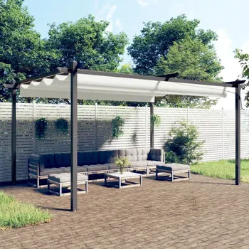Pergola zahrada-XL Zahradní altán se zatahovací střechou 4 x 3 m krémový 318537