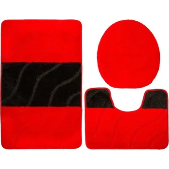 Koberec Sada koupelnových koberečků FIORI červená / černá, pruhy