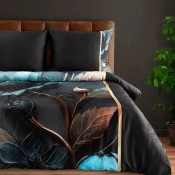 Povlečení Ložní souprava MING 12 černá / tyrkysová