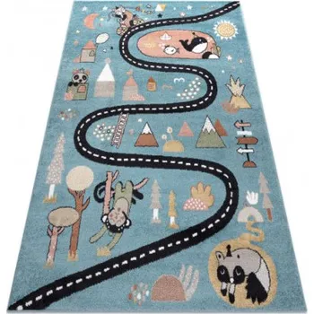 Koberec Koberec FUN Route ulice, zvířata - modrý
