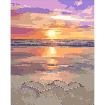 Titanum Malování podle čísel na plátno, SRDCE V PÍSKU, 40x50 cm, 1 bal.