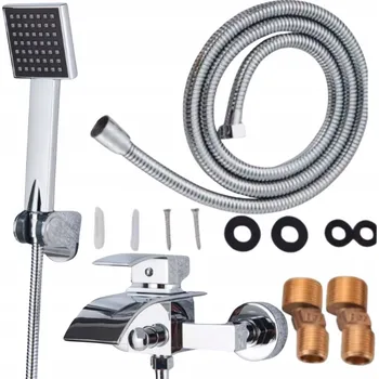 Vodovodní baterie Nástěnná vanová a sprchová baterie s jednou pákou Bateria Wannowo prysznicowa Jednouchwytowa Vanová a sprchová baterie s jednou pákou, stříbrná