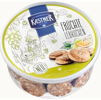 Čokoláda Rakouské ovocné perníčky KASTNER 400g zelené - v plastové dóze (plastová dóza s perníčky / originální rakouské perníky)