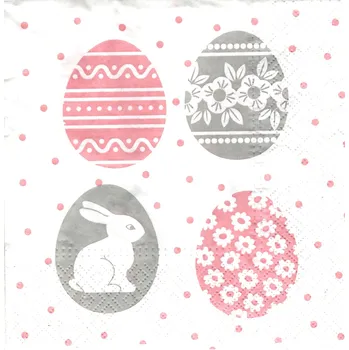 Papírový ubrousek UBR46, Ubrousek, 16x16 cm, VELIKONOČNÍ VAJÍČKA S MOTIVY, 1 kus