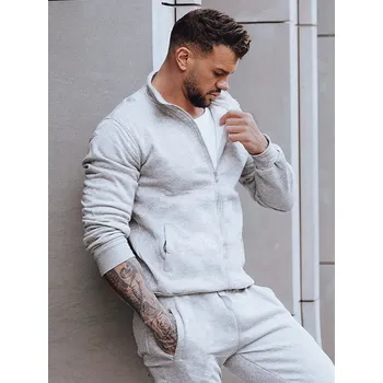 Pánská mikina Světle šedá mikina na zip bez kapuce BX4109z Velikost: M