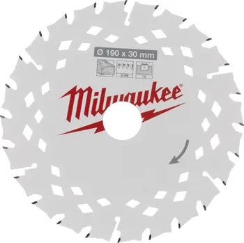 Pilový kotouč MILWAUKEE Pilový kotouč na dřevo 190x30x1,8mm, 24z, střídavý zub