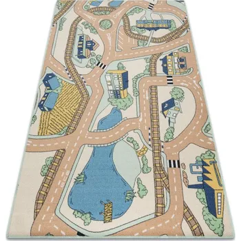 Koberec Dětský koberec REBEL ROADS Playtime 32 Město protiskluzový - béžový / zelený