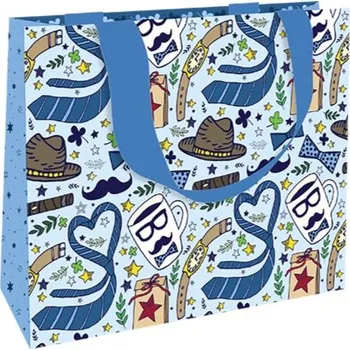 Dárková taška Nekupto Dárková taška s ražbou - Pánský styl - střední 23x17,5x10cm