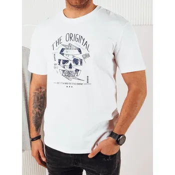 Pánské tričko Bílé pánské tričko s potiskem RX5379 Velikost: L