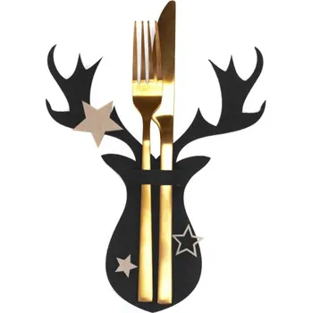 Vánoční ozdoba Vánoční obal na příbory 311377 černý sob