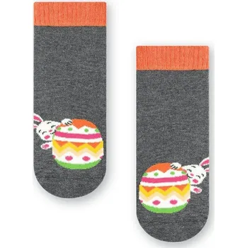 Tmavě šedé dětské velikonoční ponožky Art.014 JL044, GRAY MELANGE Velikost: 29/31