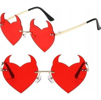 SLUNEČNÍ BRÝLE DÁMSKÉ SRDCE ĎÁBEL PRŮHLEDNÉ HALLOWEEN VELKÉ