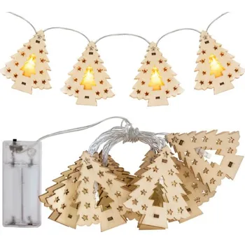 Vánoční ozdoba LED girlanda CD009 dřevěné stromky