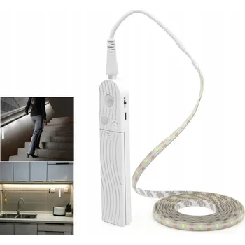 LED páska 5M 60LED/m LED pásek s PIR čidlem pohybu do skříně + dálkové ovládání, bílé světlo