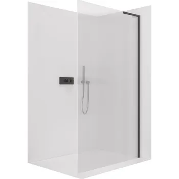 CERANO - Sprchová zástěna Walk-in Onyx L-pravá vzpěra - 8 mm - černá matná, rýhované sklo - 130x200 cm