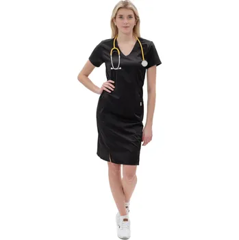 Zdravotnický oděv Perlička® Zdravotnické šaty Ivka SATTÉ Černá Barva: Černá, Velikost: 38