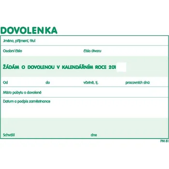 Tiskopis Dovolenka PaM 81