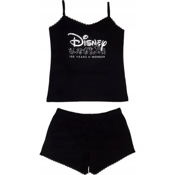 Dámské pyžamo ČERNÉ PYŽAMO S KRAJKOU A DUHOVÝM NÁPIS DISNEY 100 YEARS OF WONDER M