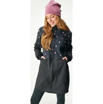 Dámský kabát unuo Dámský softshellový kabát s fleecem Street, Černá, Květiny Velikost: 3XL