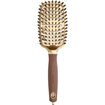 kartáč na vlasy Plochý kartáč s kančími štětinami Olivia Garden Expert Flex + dárek zdarma