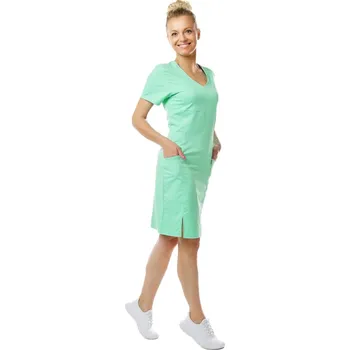 Zdravotnický oděv Perlička® Zdravotnické šaty Ivka SATTÉ Mátová Barva: Mátová, Velikost: 50