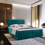Čalouněná postel boxspring GLORIEN VELVET 180x200 cm tyrkysová Matrace: Matrace Bonell pružinová KRONOS 13